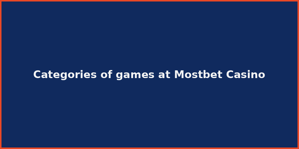 Categories of games at Mostbet Casino
