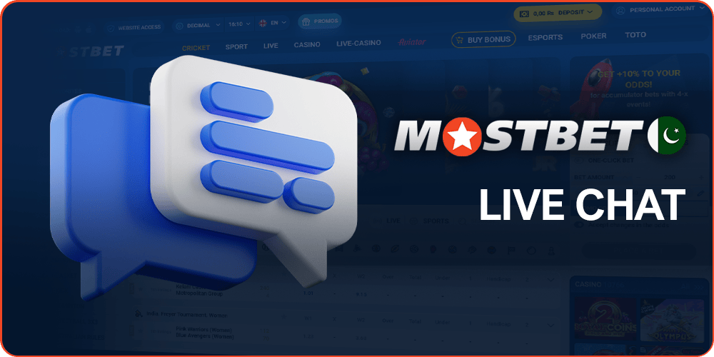 Contact Mostbet Support via chat