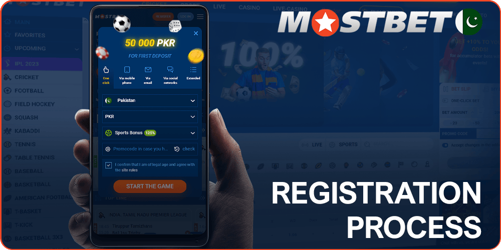 Registering a Mostbet account through the application