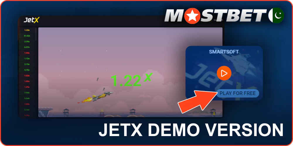 JetX game demo version for Mostbet users from Pakistan