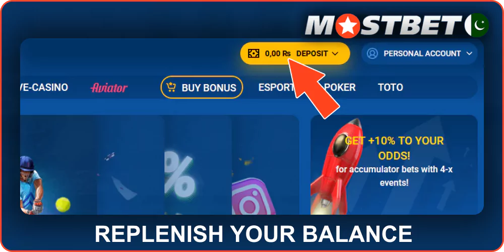 Fund your account with Mostbet Pakistan